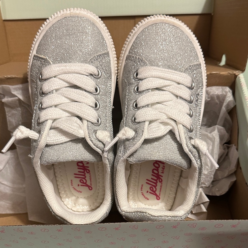 Jellypop Silver Glitter Lace-Up Kids Sneakers